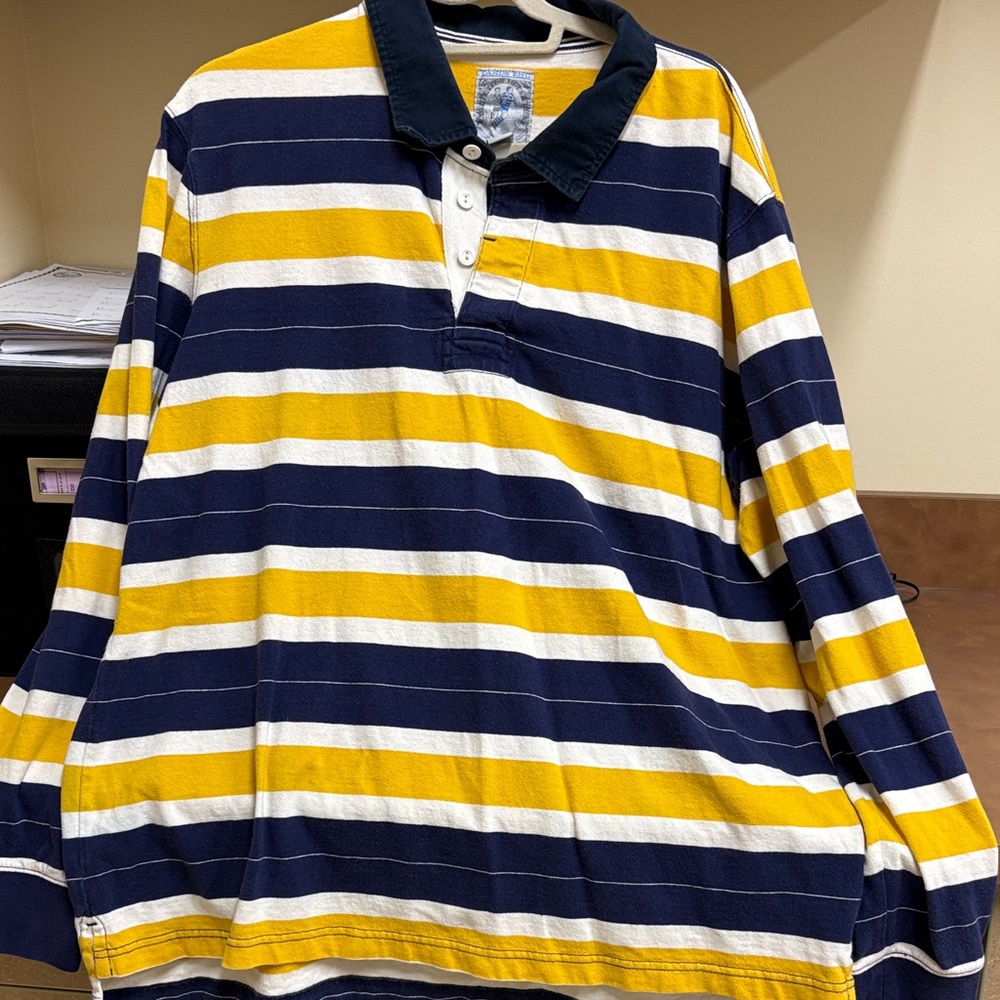 Vintage Lands’ End Striped‎ Long Sleeve Rugby Shirt Sz XL